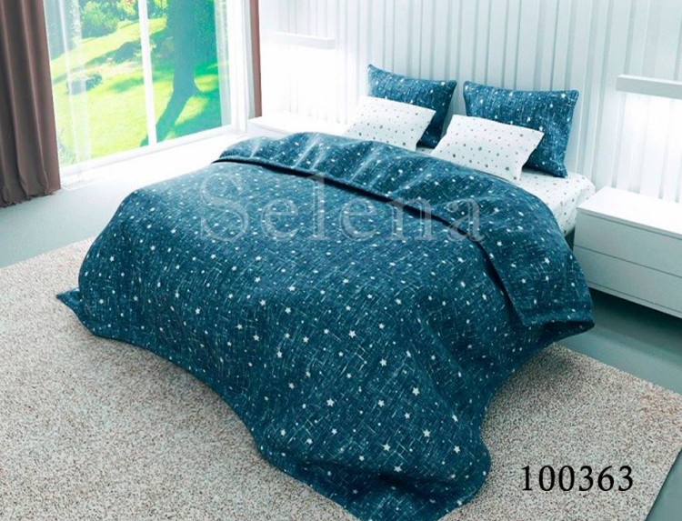 Комплект постельного белья бязь люкс Selena 100363 Звезды Джинсовые