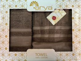 Набор полотенец жаккард Arya Hera коричневый 50x90 и 70x140