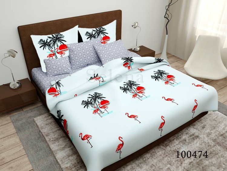 Комплект постельного белья бязь люкс Selena 100474 Фламинго Красный