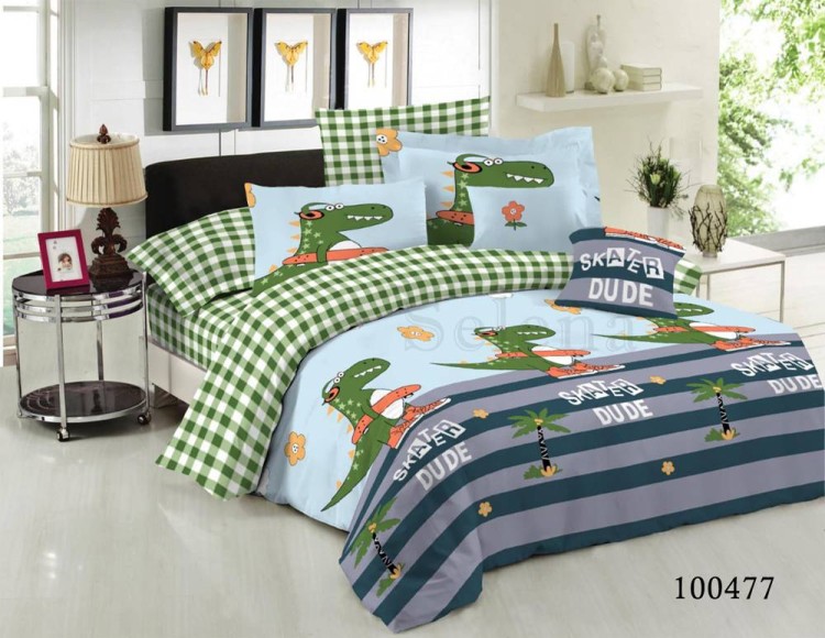 Комплект постельного белья бязь люкс Selena 100477 Крокодильчик