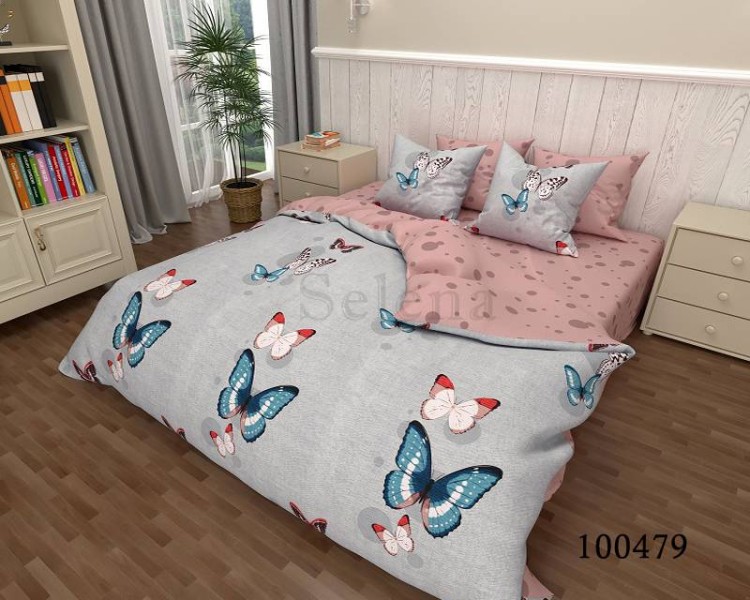 Комплект постельного белья бязь люкс Selena 100479 Бабочки 2