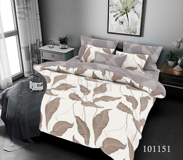 Комплект постельного белья бязь люкс Selena 101151 Кофейные листья