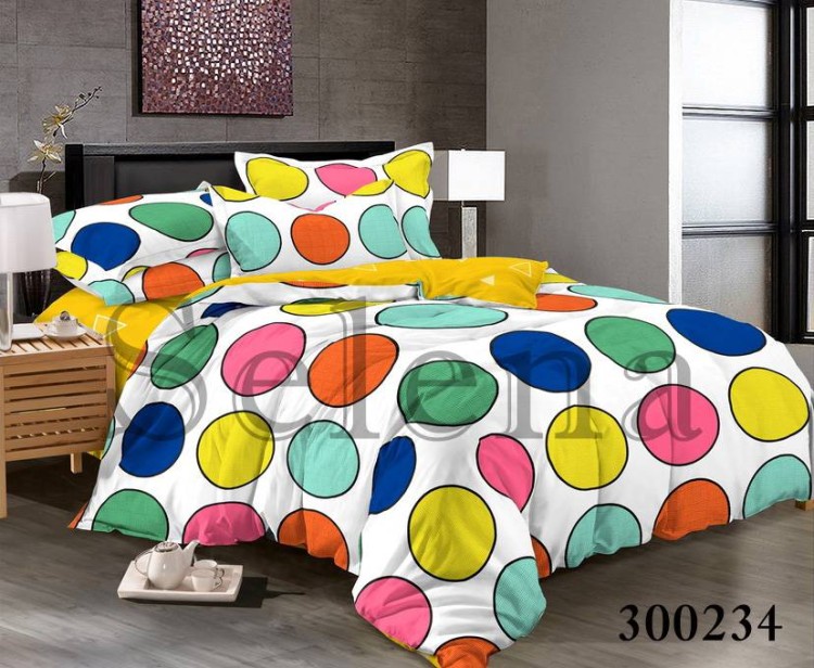 Комплект постельного белья сатин Selena 300234 Разноцветные круги