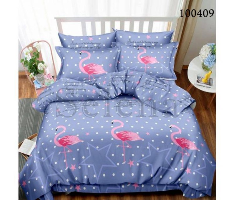 Комплект постельного белья бязь люкс Selena 100409 Звездный фламинго blue
