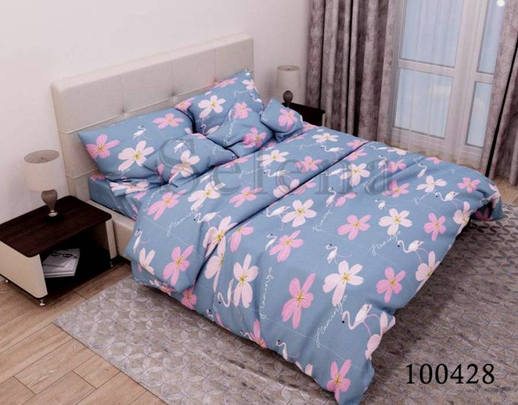Комплект постельного белья бязь люкс Selena 100428 Цветочный фламинго
