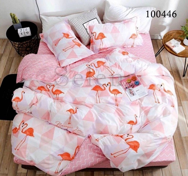 Комплект постельного белья бязь люкс Selena 100446 Розовый Фламинго
