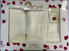 Набор полотенец жаккард Arya Touch молочный 50x90 и 70x140