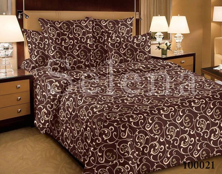Комплект постельного белья бязь люкс Selena 100021 Вензель темный