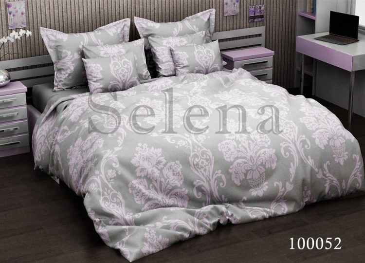 Комплект постельного белья бязь люкс Selena 100052 Вензель розовый