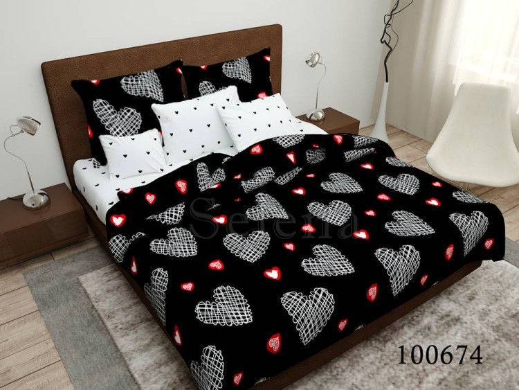 Комплект постельного белья бязь люкс Selena 100674 Рисованные сердечки 2