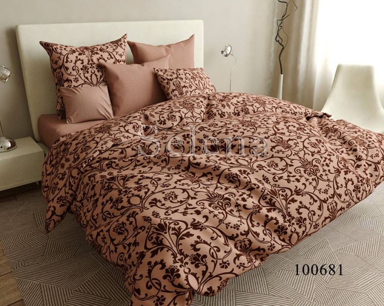 Комплект постельного белья бязь люкс Selena 100681 Шоколадный вензель