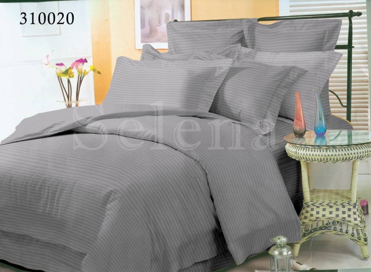 Комплект постельного белья страйп-сатин Selena 310020 Импреза Gray Stripe