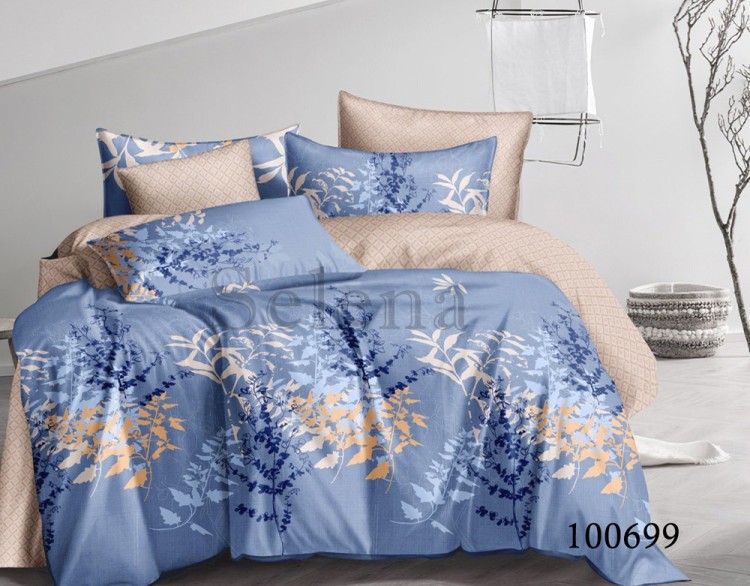 Комплект постельного белья бязь люкс Selena 100699 Голубая листва