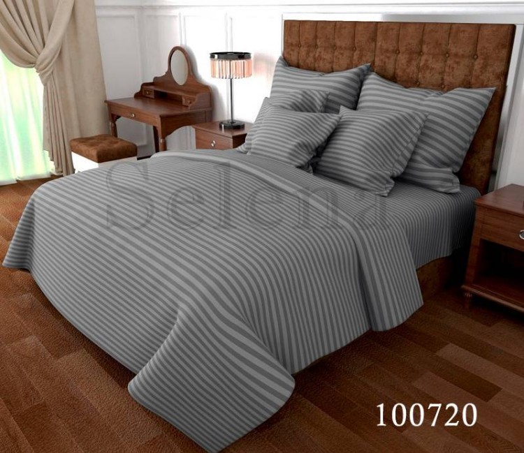 Комплект постельного белья бязь люкс Selena 100720 Stripe Серый