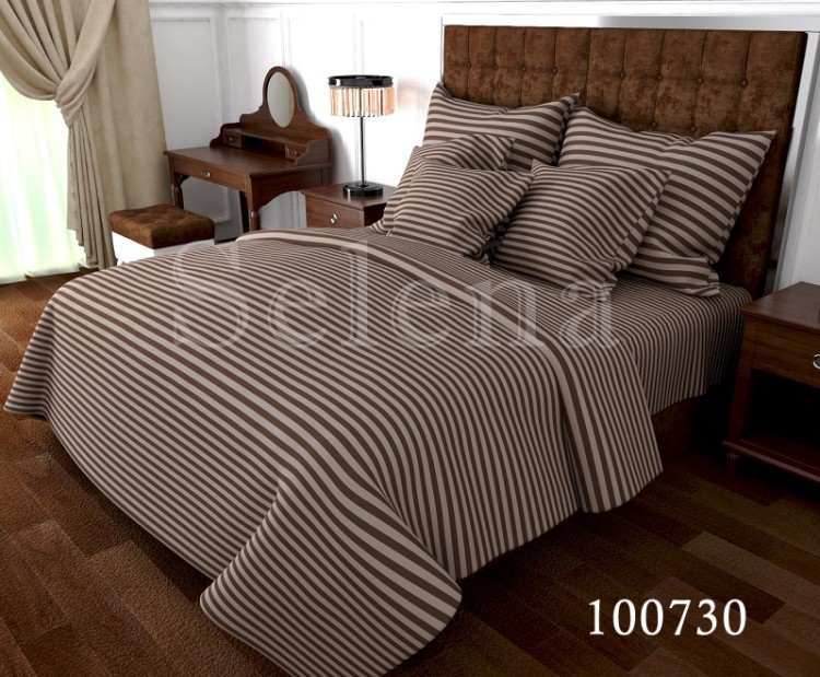 Комплект постельного белья бязь люкс Selena 100730 Stripe Коричневый