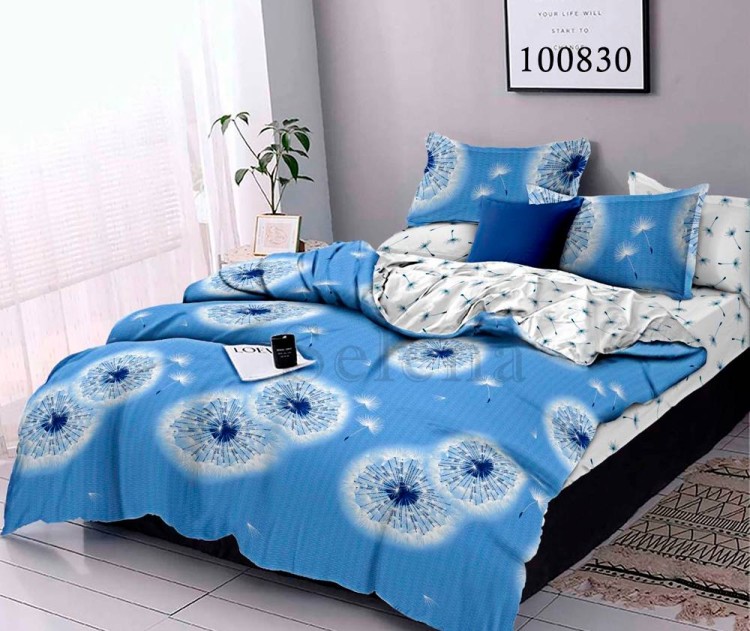 Комплект постельного белья бязь люкс Selena 100830 Одуванчик Blue 2