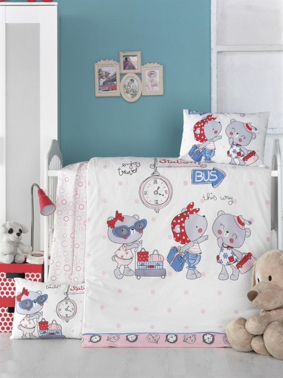 Комплект постельного белья для новорожденных LightHouse Bebek Pink station 100x150