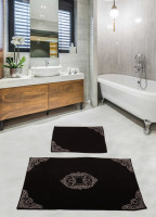 Набор ковриков для ванной комнаты с гипюром Diva Pretty Black 60*100+50*60
