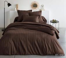 Постельное белье коричневое страйп-сатин Tag tekstil Luxury ST-1047