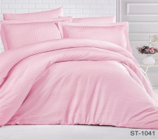 Постельное белье розовое страйп-сатин Tag tekstil Luxury ST-1041