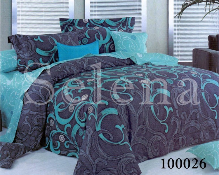 Комплект постельного белья бязь люкс Selena 100026 Вензель Бирюза