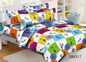 Комплект постельного белья ранфорс Selena 200317 Кошкин дом
