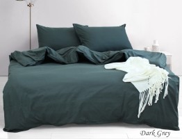 Комплект однотонного постельного белья ранфорс TAG Dark grey