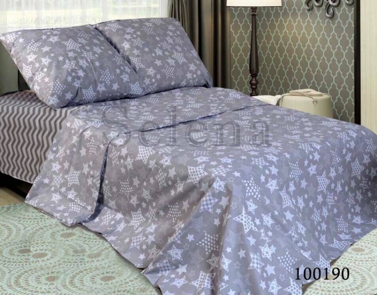 Комплект постельного белья бязь люкс Selena 100190 Серый звездопад