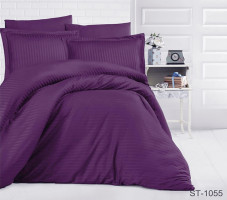 Постельное белье темно-фиолетовое страйп-сатин Tag tekstil Luxury ST-1055