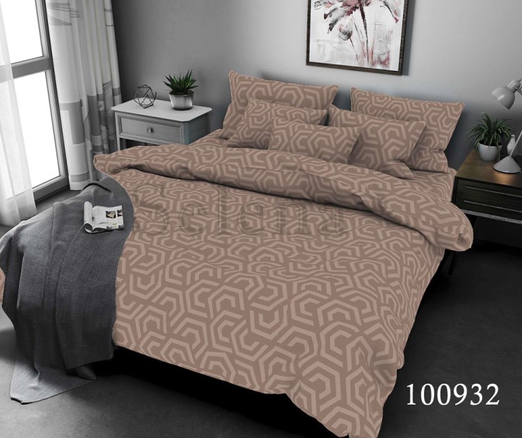 Комплект постельного белья бязь люкс Selena 100932 Абстракция коричневая
