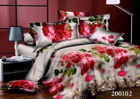 Комплект постельного белья ранфорс Selena 200102 Роза красная