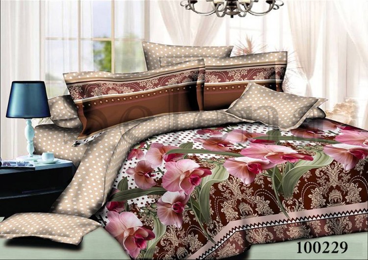 Комплект постельного белья бязь люкс Selena 100229 Орхидея горох