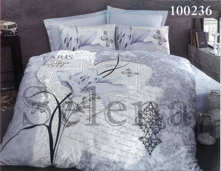 Комплект постельного белья бязь люкс Selena 100236 Послание голубое