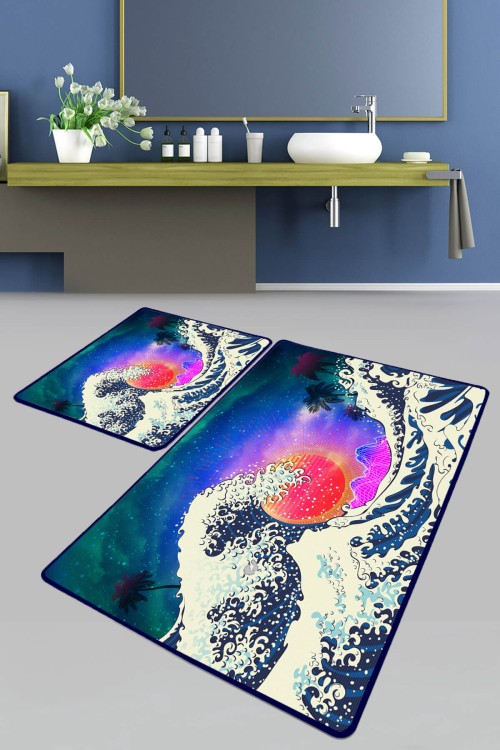 Набор ковриков в ванную комнату Chilai Home Tidal Wave Banyo Halisi Djt (60x100 + 50x60)