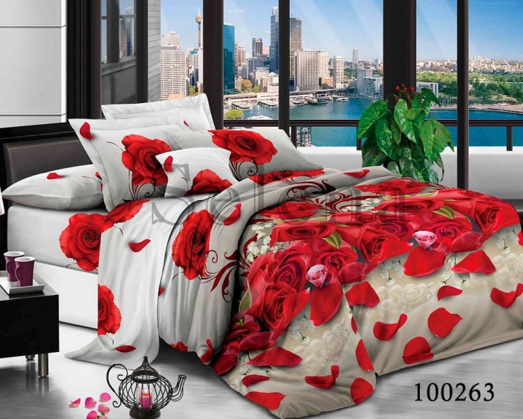 Комплект постельного белья бязь люкс Selena 100263 Роза красная 2