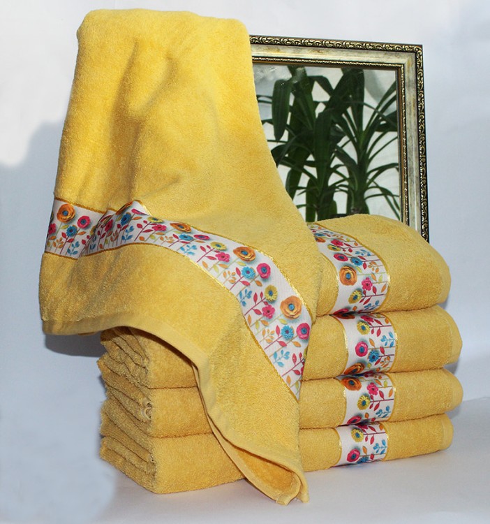 Полотенце махровое Tag tekstil Весна желтое