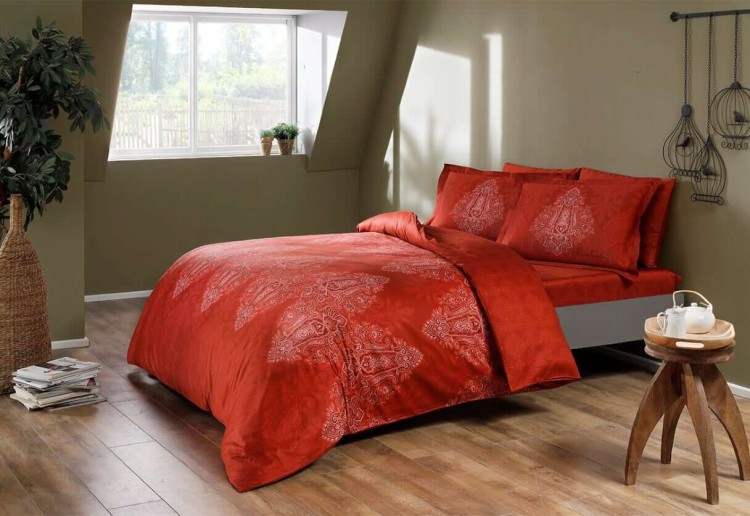 Комплект постельного белья сатин Digital TAC Caledon Red семейный
