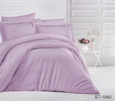 Постельное белье светло-лиловое страйп-сатин Tag tekstil Luxury ST-1042