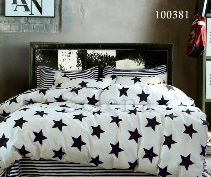 Комплект постельного белья бязь люкс Selena 100381 Звездный полосатик