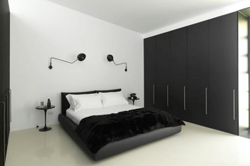 Черно-белый дизайн спальни